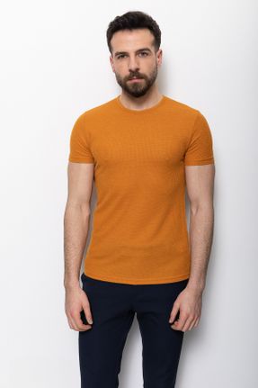 تی شرت نارنجی مردانه اسلیم فیت یقه گرد پنبه (نخی) بیسیک کد 312691511