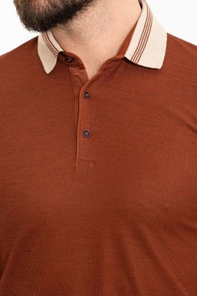 تی شرت نارنجی مردانه اسلیم فیت یقه پولو پنبه (نخی) کد 813886341