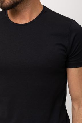 تی شرت مشکی مردانه اسلیم فیت ویسکون یقه گرد بیسیک کد 236444318