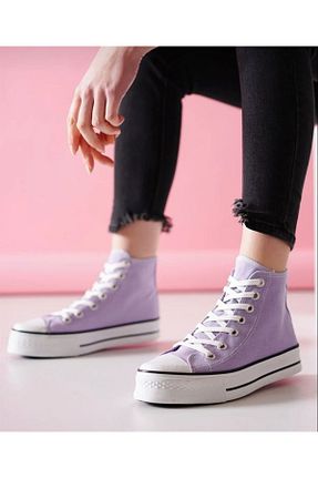 کفش اسنیکر بنفش زنانه بند دار MİSSWEMODASHOES - کد 824455799