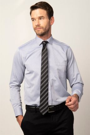 پیراهن طوسی مردانه پنبه - پلی استر رگولار یقه پیراهنی کد 466423042