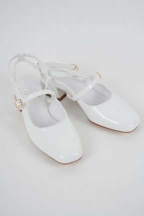 کفش پاشنه بلند کلاسیک سفید زنانه چرم لاکی پاشنه نازک پاشنه متوسط ( 5 - 9 cm ) کد 815851930