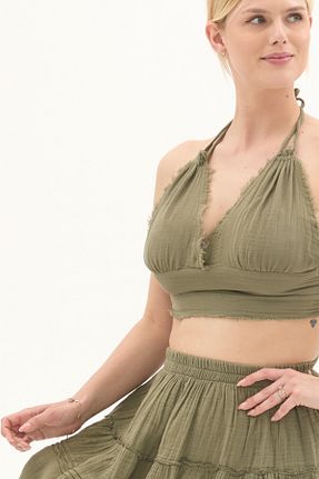 بلوز خاکی زنانه ساده Newbutix - کد 824552796
