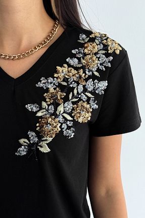 تیشرت سایز بزرگ مشکی زنانه Kazak FEMELLE - کد 824069363