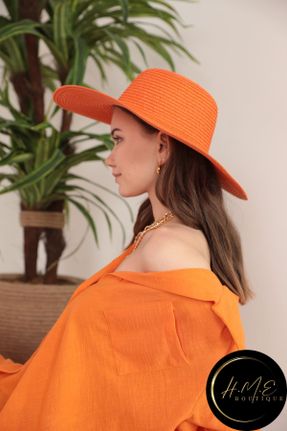 کلاه نارنجی زنانه حصیری کد 824259672