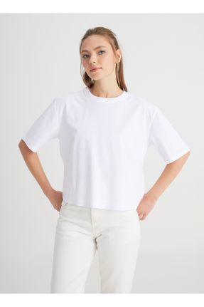 تی شرت سفید زنانه رگولار یقه گرد کد 819646903