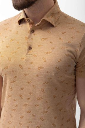 تی شرت قهوه ای مردانه اسلیم فیت یقه پیراهنی کد 312691496