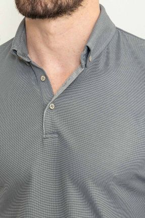 تی شرت طوسی مردانه یقه پیراهنی اسلیم فیت کد 696002843