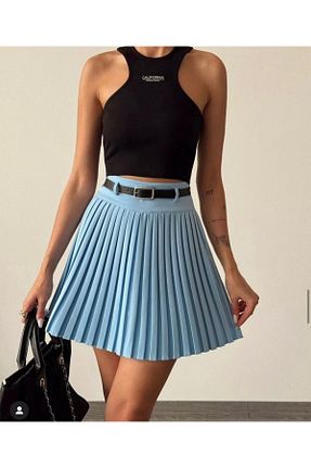 دامن آبی زنانه پارچه BURCE - کد 824448987