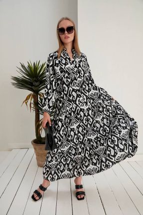 لباس مشکی زنانه اورسایز بافتنی مخلوط ویسکون کد 813529572