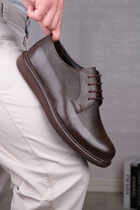 کفش آکسفورد قهوه ای مردانه چرم طبیعی پاشنه کوتاه ( 4 - 1 cm ) کد 824563207