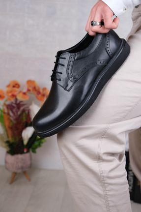 کفش آکسفورد مشکی مردانه چرم طبیعی پاشنه کوتاه ( 4 - 1 cm ) کد 824572403
