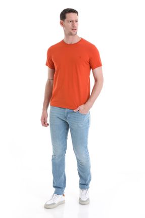 تی شرت نارنجی مردانه رگولار یقه گرد پنبه (نخی) کد 824608602