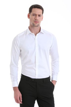 پیراهن سفید مردانه اسلیم فیت یقه پیراهنی کد 824631593