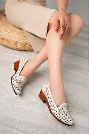 کفش کژوال بژ زنانه چرم خالص Deri Diyarı - کد 824355479