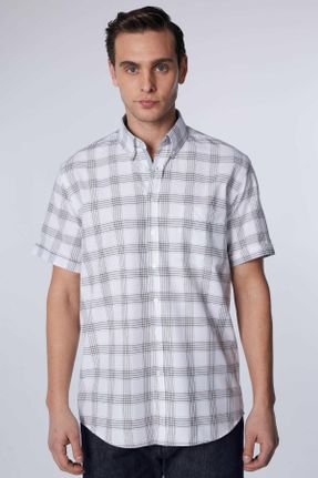 پیراهن مردانه پنبه - پلی استر یقه دکمه دار ریلکس فیت کد 821014699