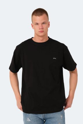 تی شرت مشکی مردانه اورسایز یقه گرد پنبه - پلی استر تکی کد 824686816