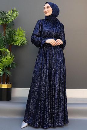 لباس مجلسی حجاب سرمه ای زنانه یقه ایستاده giz astore - کد 824782934