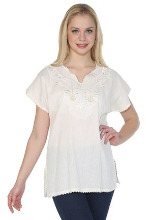 بلوز بژ زنانه ساده Eliş Şile Bezi - کد 93148562