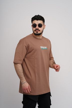 تیشرت قهوه ای زنانه اورسایز Est Estola - کد 818549365