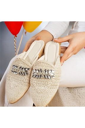 دمپائی بژ زنانه حصیر Pretty Girl - کد 824853791