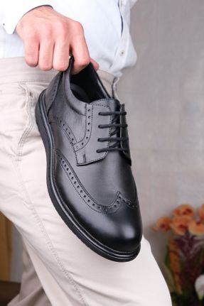 کفش آکسفورد مشکی مردانه چرم طبیعی پاشنه کوتاه ( 4 - 1 cm ) کد 824558932