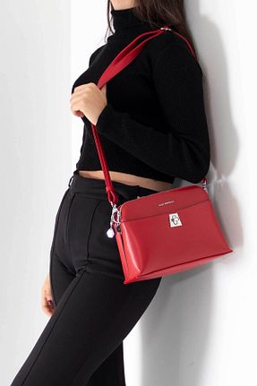 کیف پستچی قرمز زنانه چرم مصنوعی Silver Polo - کد 77631414