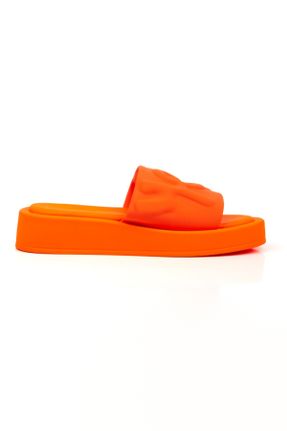 دمپائی نارنجی زنانه چرم مصنوعی پاشنه ضخیم پاشنه کوتاه ( 4 - 1 cm ) کد 824660520