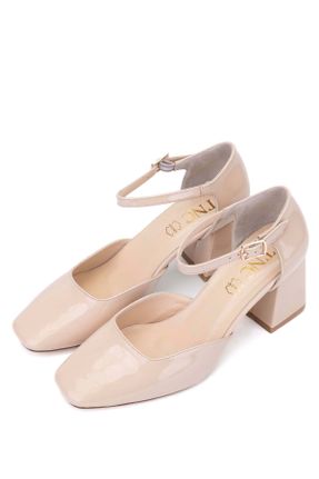 کفش پاشنه بلند کلاسیک بژ زنانه پاشنه ضخیم پاشنه متوسط ( 5 - 9 cm ) چرم لاکی کد 824669078
