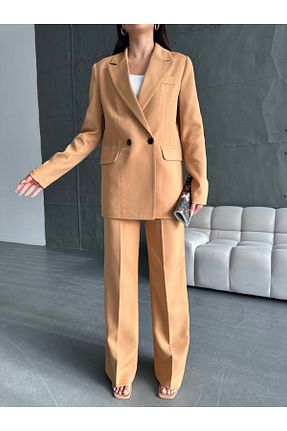 ست بالاتنه و پائین تنه قهوه ای زنانه بافتنی MYGİYİMİSTANBUL - کد 824663142