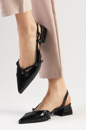 کفش پاشنه بلند کلاسیک مشکی زنانه چرم لاکی پاشنه ضخیم پاشنه کوتاه ( 4 - 1 cm ) کد 824677472
