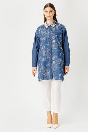 پیراهن سایز بزرگ سرمه ای زنانه سایز بزرگ MÜSEMMA - کد 824681684