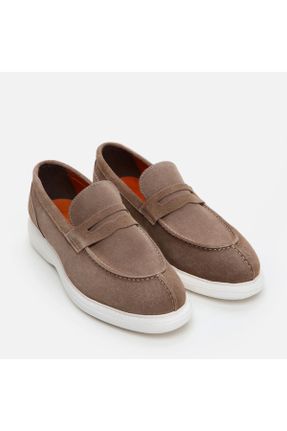 کفش لوفر قهوه ای مردانه چرم طبیعی پاشنه کوتاه ( 4 - 1 cm ) کد 824691765