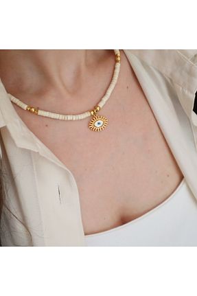 گردنبند جواهر بژ زنانه سنگ طبیعی Rüveyda Ahkemoğlu - کد 824715314
