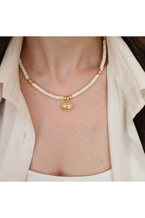 گردنبند جواهر بژ زنانه سنگ طبیعی Rüveyda Ahkemoğlu - کد 824715314
