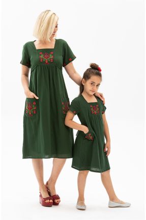 لباس سبز زنانه بافتنی رگولار آستین-کوتاه بیسیک کد 93099963