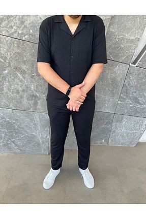 ست بالاتنه و پائین تنه مشکی مردانه بافتنی WEAR - کد 815350427