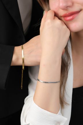دستبند استیل سفید زنانه فولاد ( استیل ) کد 824788172