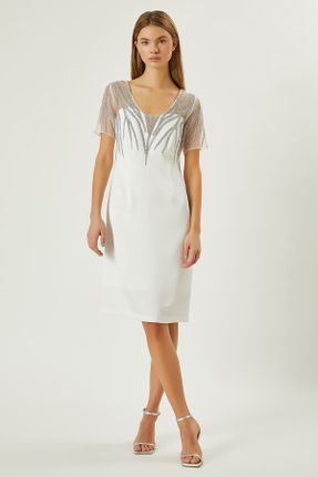 لباس سفید زنانه بافتنی پلی استر رگولار کد 736020384
