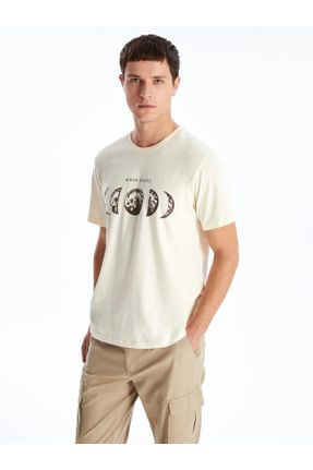 تی شرت بژ مردانه رگولار یقه گرد کد 824562557