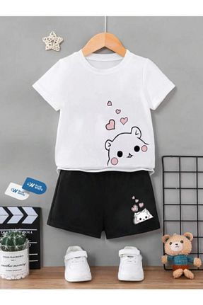 ست بالاتنه و پائین تنه سفید بچه گانه بافت FRİENDS KİDS - کد 824643134