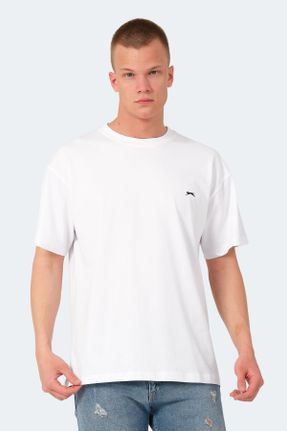 تی شرت سفید مردانه اورسایز یقه گرد پنبه - پلی استر تکی کد 824686793