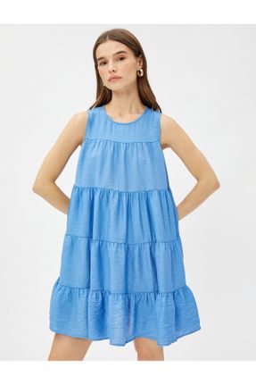 لباس آبی زنانه بافتنی رگولار بند دار کد 730092527