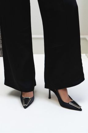 کفش پاشنه بلند کلاسیک مشکی زنانه ساتن پاشنه نازک پاشنه متوسط ( 5 - 9 cm ) کد 792875596