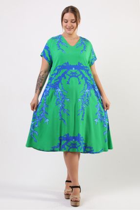 لباس سبز زنانه سایز بزرگ بافتنی ویسکون کد 741519311