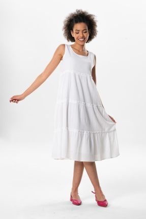 لباس سفید زنانه بافتنی رگولار بیسیک کد 815562234