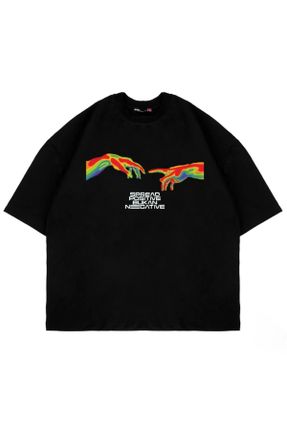 تی شرت مشکی زنانه اورسایز یقه گرد طراحی کد 820172367