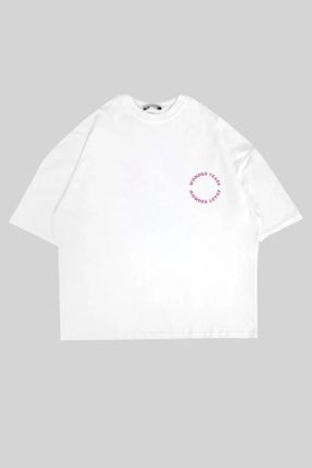 تی شرت سفید زنانه اورسایز یقه گرد طراحی کد 820161903