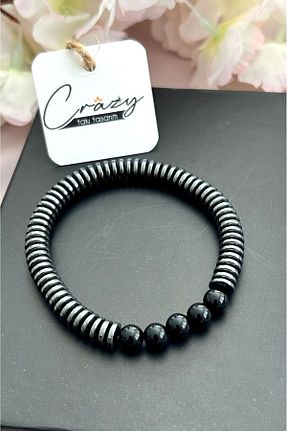دستبند جواهر مشکی مردانه سنگ طبیعی CRAZY TAKI TASARIM - کد 824944489