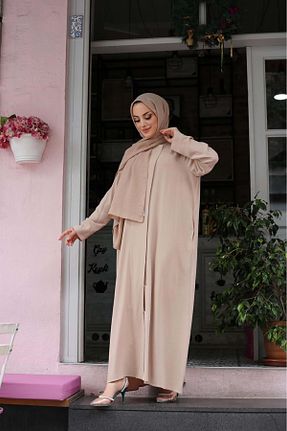 کلاه و ابایا قهوه ای زنانه پنبه ای Pieef - کد 362581091
